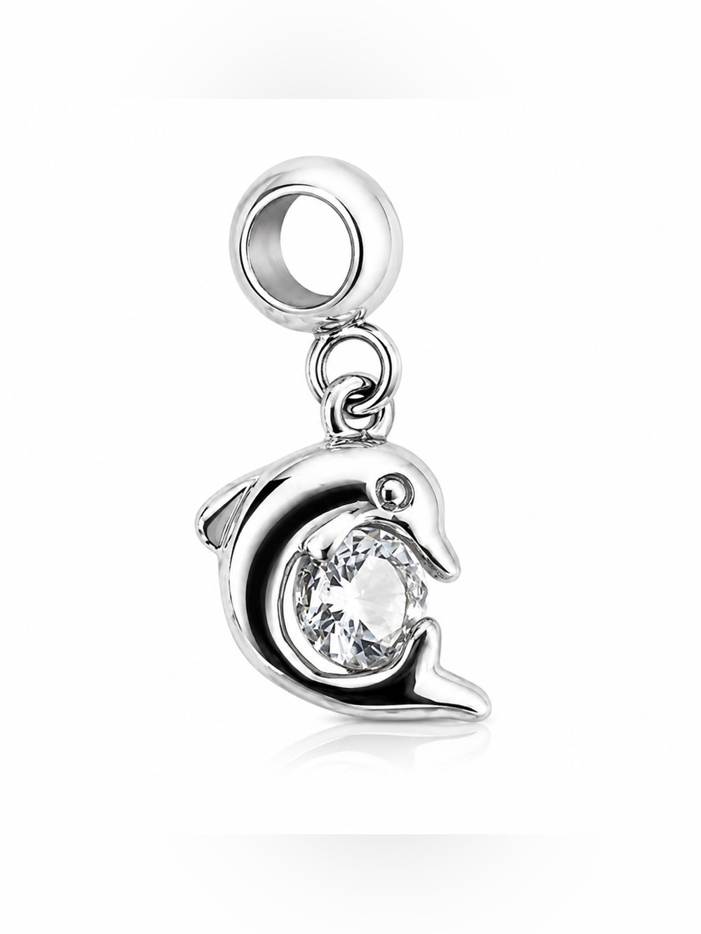 Dolphin Rhinestone Silver Charm Pandora Compatible